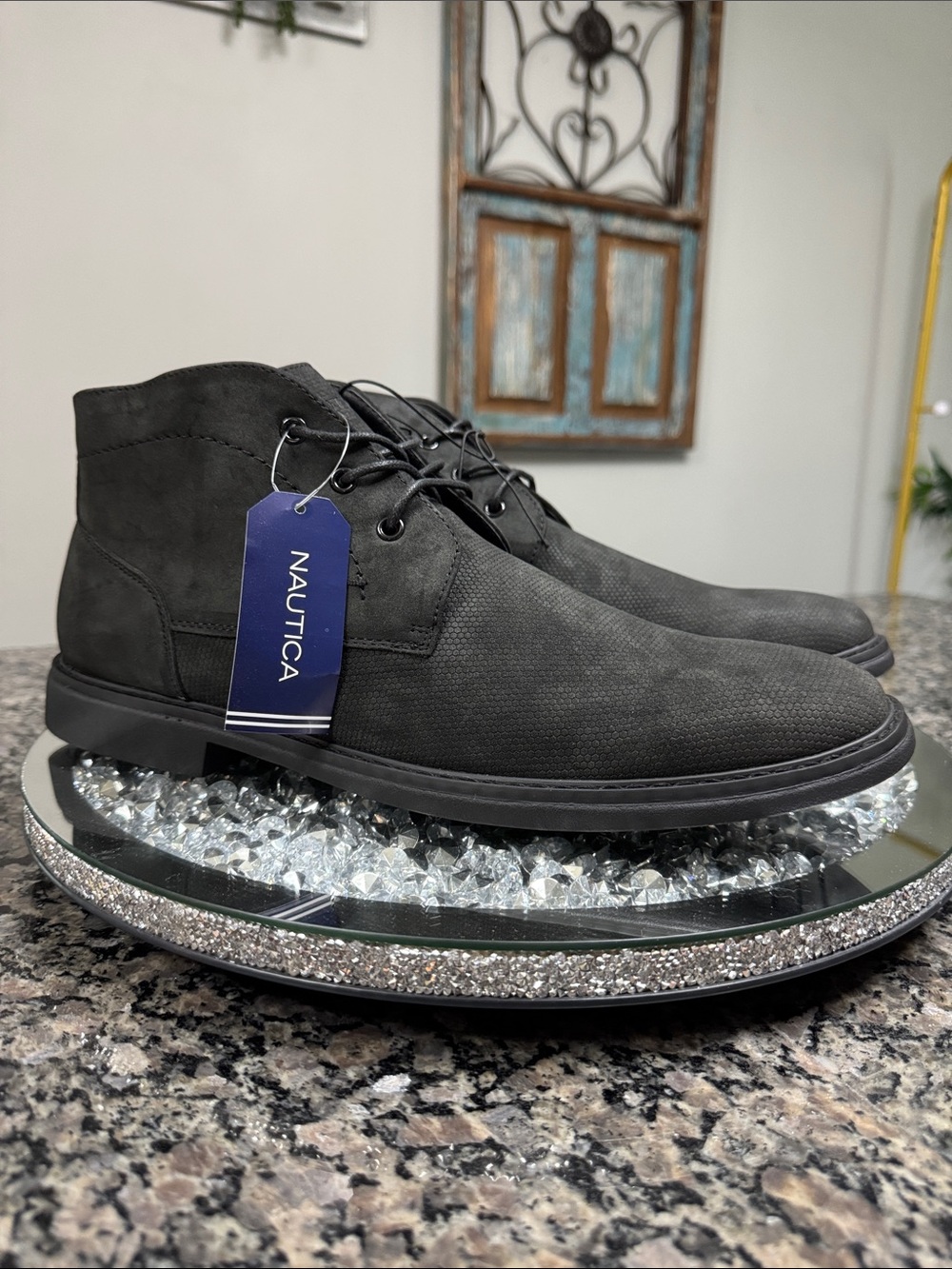 Nautica Men's Black Chukka Boot - Sleek Lace-Up Casual NEW 13